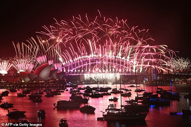 SYDNEY: Fireworks illuminate the midnight sky over the Sydney Harbor Bridge and Sydney Opera House during New Year's Day 2025 celebrations in Sydney on January 1, 2025