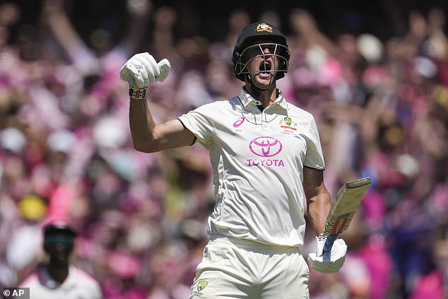 Webster, 31, impressed on debut against India, taking a crucial wicket, two catches in the first innings and plundering a crucial half-century before scoring the winning runs (pictured) as Pat Cummins' men secured a 3-1 sealed the series victory at the SCG