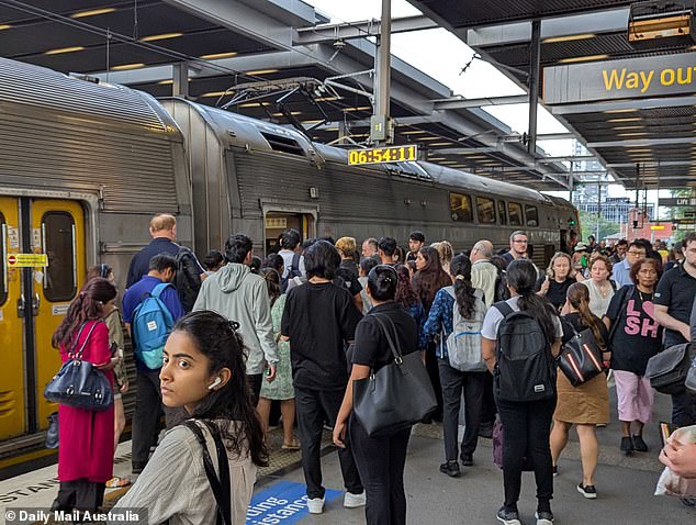 Some social media users raised concerns that the crowds caused by reduced train services could be a safety issue. The photo shows early morning commuters in Parramatta on Wednesday