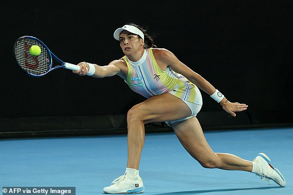 Australia's Ajla Tomljanovic makes a return against Russia's Diana Shnaider during their women's singles match on day four of the Australian Open tennis tournament in Melbourne on January 15, 2025. (Photo by DAVID GRAY / AFP) / -- IMAGE RESTRICTED FOR EDITORIAL USE - STRICTLY NO COMMERCIAL USE -- (Photo by DAVID GRAY/AFP via Getty Images)