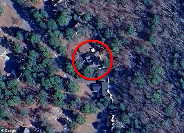 Pictured: an aerial view of the family home where River died