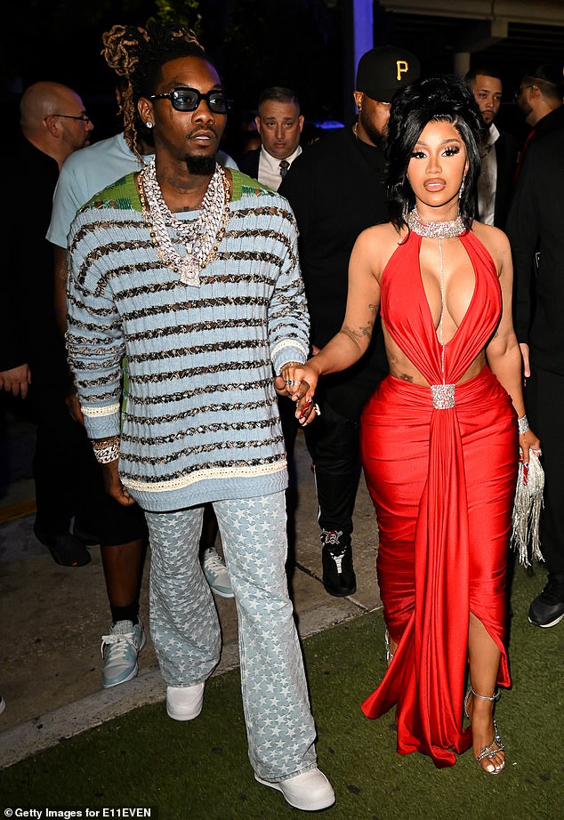 Rapper Cardi B and Offset (pictured in 2023) share three children together but are currently going through the process of ending their marriage