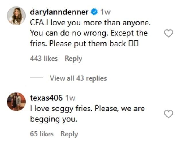 A recent Instagram from Chick-fil-A was also flooded with people throwing shade at the recipe change, describing it as 