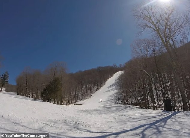 Kemp reportedly went over an embankment, causing him to suffer severe head trauma while skiing at Jiminy Peak Mountain Resort in Hancock on Monday afternoon. In the photo: the Cutter Trail with black diamonds