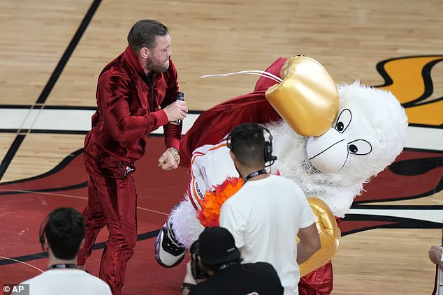 In a highly publicized incident, McGregor punched the team mascot, Burnie, causing the costumed performer to fall to the hardwood. Ultimately, Burnie was hospitalized