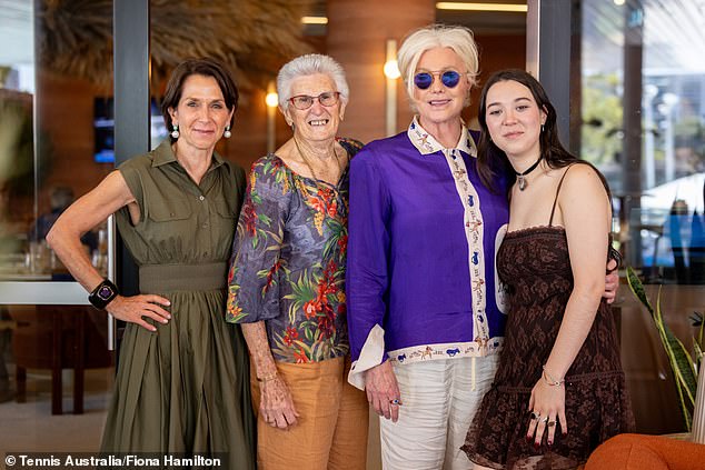 The mother and daughter duo were joined by (from left) Tennis Australia director Jayne Hrdlicka and former Australian Open doubles winner Judy Tegart-Dalton.