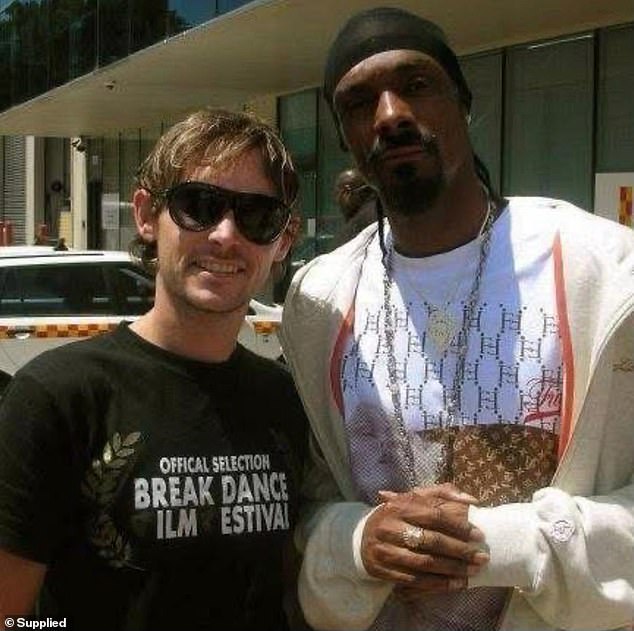 Sam Beattie with American rapper Snoop Dogg during a shoot for Seven's Sunday Night