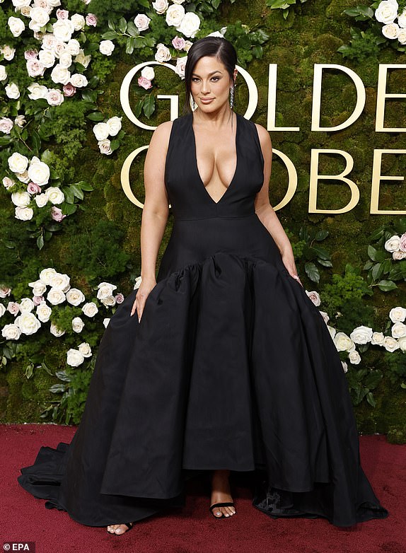 epa11807886 Ashley Graham arrives for the 82nd annual Golden Globe Awards ceremony at the Beverly Hilton Hotel in Beverly Hills, California, U.S., January 5, 2025. Artists in several film and television categories receive Golden Globes from the Hollywood Foreign Press Association. EPA/CAROLINE BREHMAN