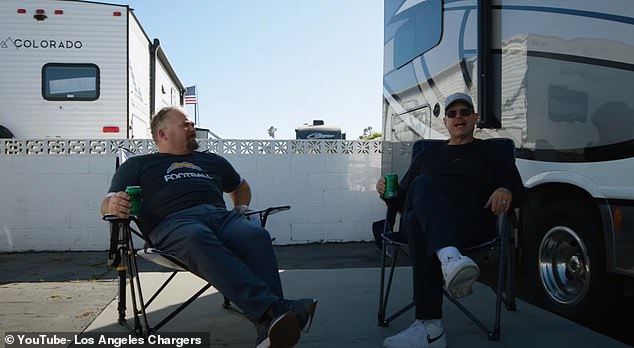 Chargers offensive coordinator Greg Roman (left) lived in the same RV park as Harbaugh