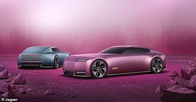 Pictured are the bright-looking concept cars that Jaguar unveiled late last year as part of its electric car overhaul