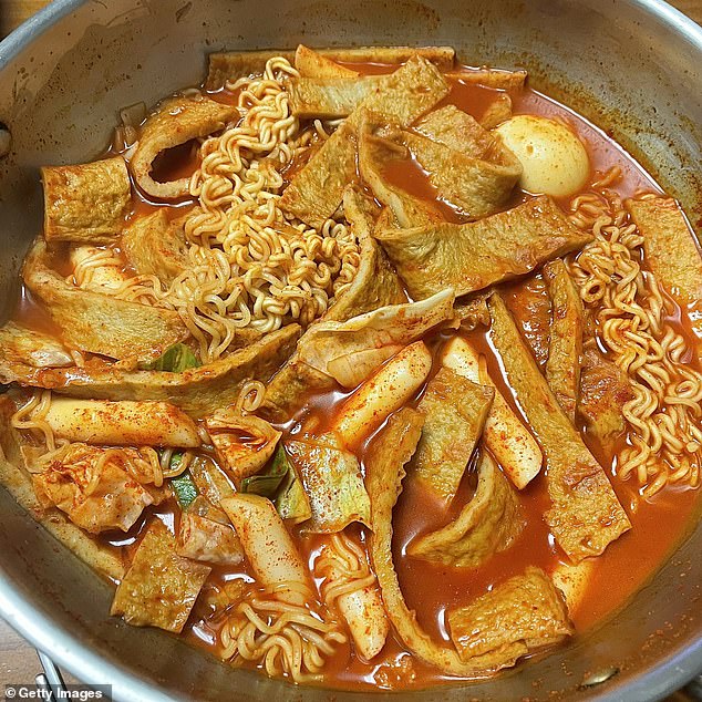 Budae-jjigae, a spicy Korean-American fusion dish made from broth, Korean hot pepper paste, kimchi, American spam, beans and sausage, is also banned