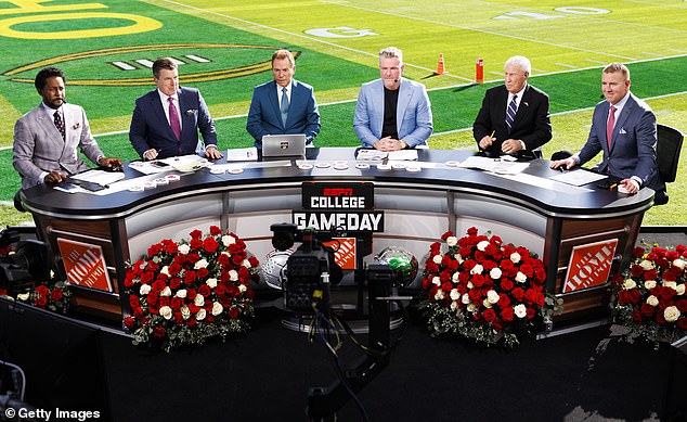 Herbstreit (far right) has been on the desk for ESPN's College GameDay since 1996