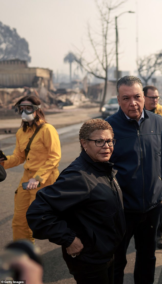 Los Angeles Mayor Karen Bass stood stone-faced and refused to answer a reporter's question for two full minutes after being out of the country as deadly wildfires raged through her city