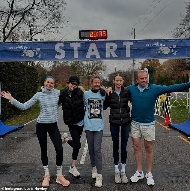 Lucia recently returned from her famous family in the United States to celebrate the holidays. Pictured: Nicole Kidman (second from left) poses next to her sister Antonia (center) and members of the Kidman clan