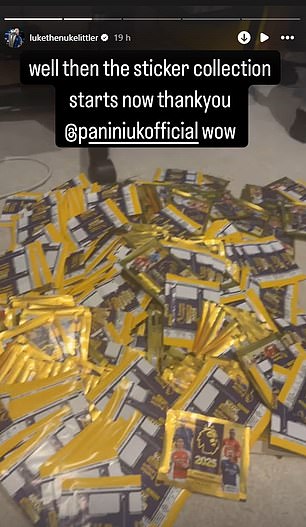 The Manchester United supporter revealed he was given a huge bundle of Premier League stickers from Panini