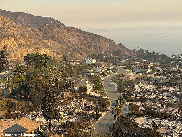 The actor shared an aerial photo of his fire-ravaged neighborhood and said, “Thank you to everyone who was concerned about whether our house would survive the fires. Amazingly… it did,” adding, “My heart goes out to anyone who wasn't so lucky.”