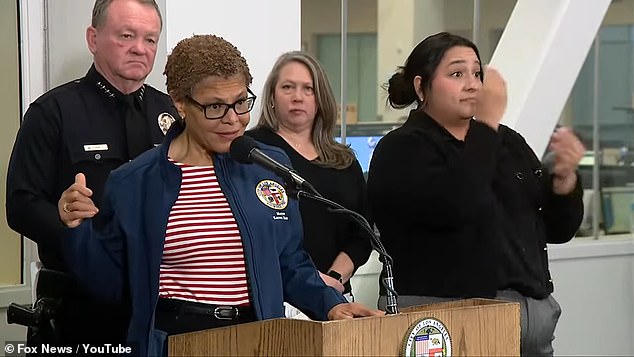 Embattled Los Angeles Mayor Karen Bass scoffed as she waved away questions about her reported rift with Los Angeles Fire Chief Kristin Crowley during a press conference on Saturday