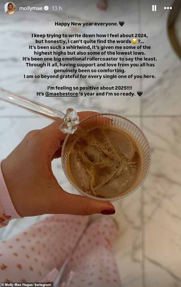 Taking to her Instagram Stories, Molly-Mae wished her followers the best for 2025 as she reflected on the 