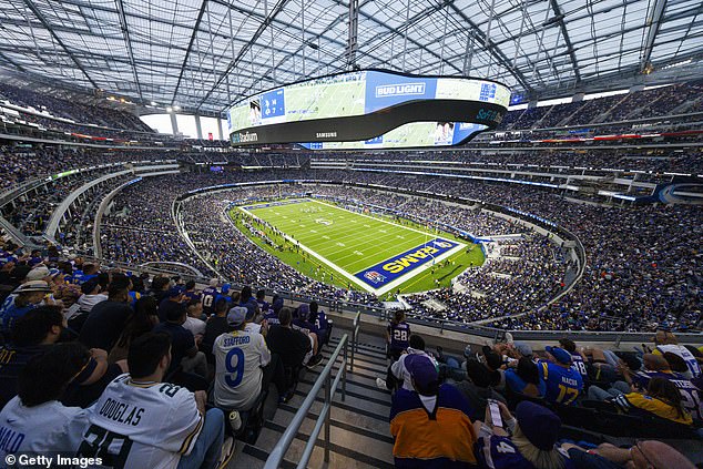 The game takes place at SoFi Stadium in the city of Inglewood in Los Angeles County