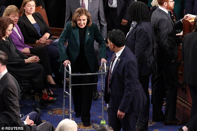 Nancy Pelosi, 84, Hobbles Onto House Floor With A Walker After Hip ...