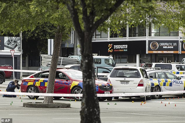 The car park where Senior Sergeant Fleming and a colleague were allegedly mowed down by a car remained a crime scene on Wednesday