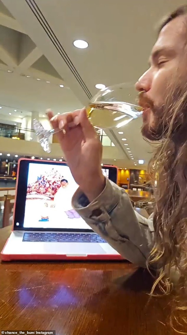 The 27-year-old shared videos on his Instagram Stories on Monday of himself drinking wine and slurring his words while sitting at a table in public.