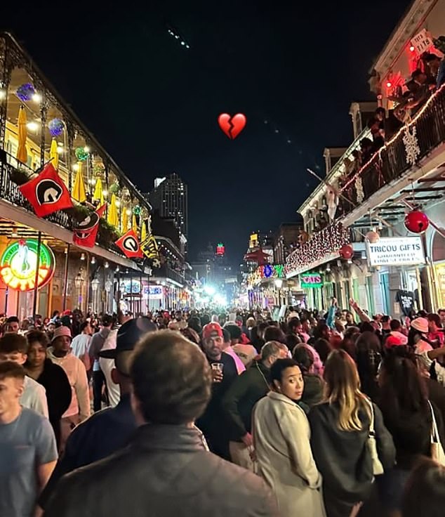 Dunne shared a photo of Bourbon Street, which appears to be hours before the terrorist attack