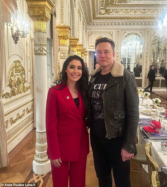 Luna was pictured with Elon Musk, the new head of the government's Department of Efficiency, at Mar-a-Lago last weekend. Several House Republican factions visited Donald Trump's resort in Palm Beach, Florida, hoping to get the president-elect on board with their policy priorities