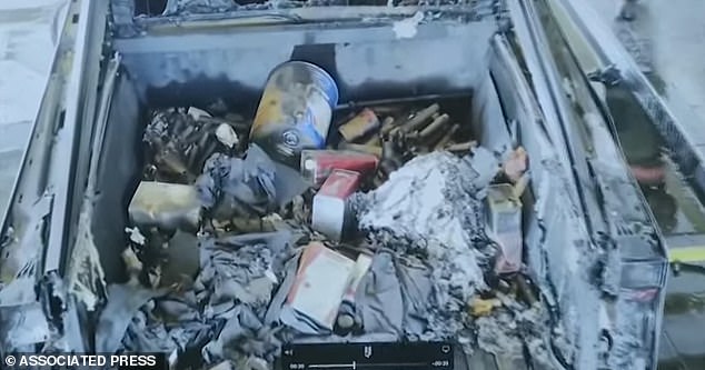 Police have released a series of photos from inside the Cybertruck that exploded outside the Trump International Hotel in Las Vegas, revealing an arsenal of explosives