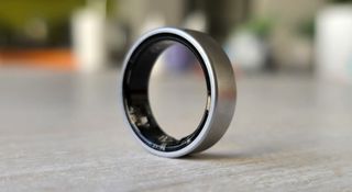 The Samsung Galaxy Ring in titanium silver