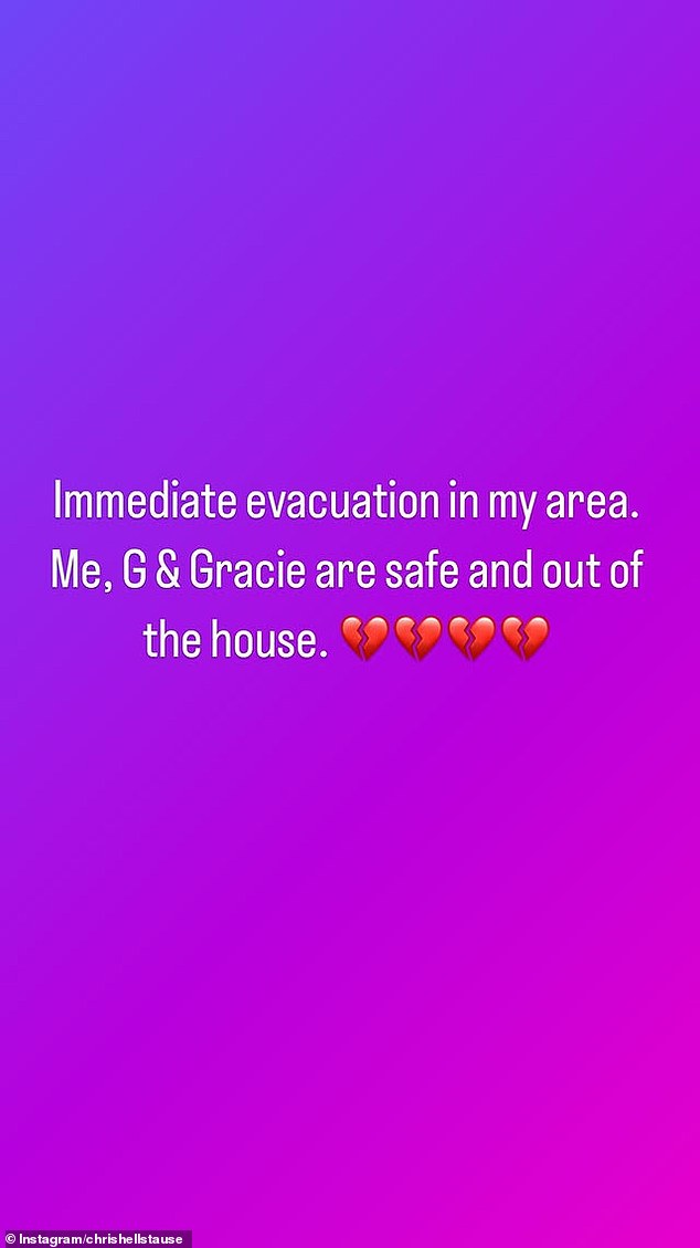 The Selling Sunset star and award-winning musician were evacuated Thursday at 2 p.m. “Immediate evacuation in my area,” Chrishell captioned a post on Instagram