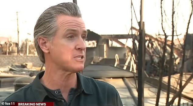 On Tuesday, images went viral of Newsom swaying back and forth and appearing to wobble awkwardly as he responded to questions about the fire.