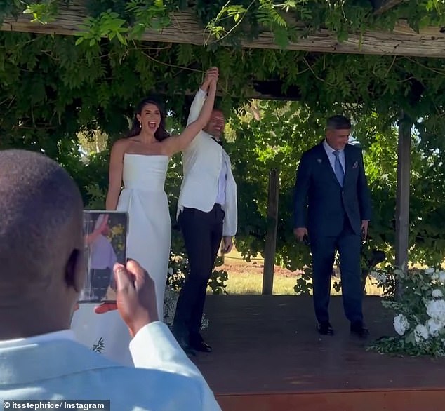 The couple shared a video documenting the moment they were declared a married couple (pictured)