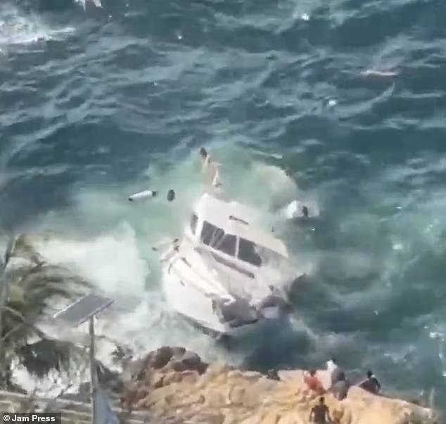 After the crash, parts of the destroyed yacht could be seen floating in the sea