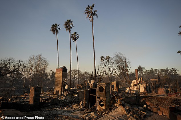 The devastation of the Eaton Fire is shown Friday in an Altadena neighborhood