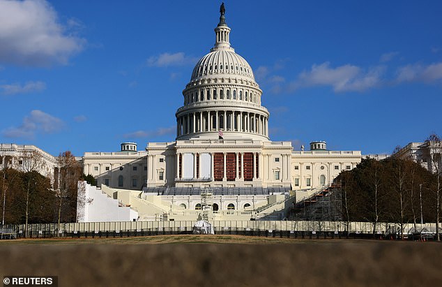 A general overview shows that preparations are underway for the upcoming presidential inauguration of newly elected US President Donald Trump