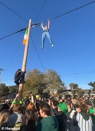 A student party in the neighborhood on 'St Fratty's Day' in March 2024