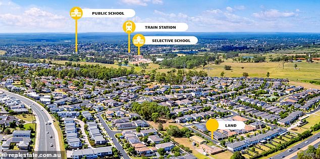 Pictured is the advertisement for the 238m2 block in Sydney's south-west. Ray White said the stretch of road was a 'fantastic opportunity for people wanting to build their dream home'