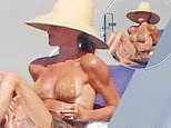 Victoria Beckham leaves little to the imagination in a nude bikini as she relaxes on her yacht in Italy with husband David
