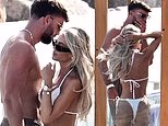 Love Island's Molly Smith embraces her bridal era in a white string bikini as she cuddles shirtless husband Tom Clare at a Mallorca beach club after their boozy wedding
