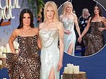 Nicole Kidman dazzles in a silver sequin dress as she joins leopard print-clad Sandra Bullock at the star-studded Practical Magic 2 premiere
