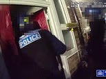 Watch the moment armed police use a circular saw to break down a suspected knife smuggler's door in a dawn raid