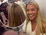 Molly Smith officially announces her newlywed status across the plane after losing a bet to her Love Island friends as she and Tom Clare return from a 10-day boozy wedding in Mallorca