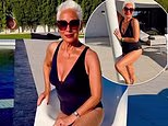Denise Welch, 68, struts her stuff in a plunging black swimsuit as she enjoys a sun-soaked holiday after quitting Loose Women