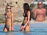 Lila Moss looks just like model mum Kate as she sports a tiny bikini on the beach in Formentera with Charlotte Tilbury's niece