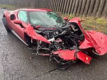 Ferrari supercar wrecks after driver 'lost control' on highway... but miraculously escapes unscathed