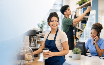 Editorial illustration of young adults in summer employment settings