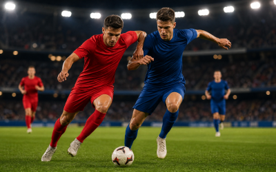 Editorial illustration of a generic soccer match