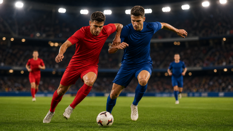 Editorial illustration of a generic soccer match