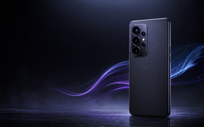 Editorial illustration of a generic premium smartphone technology event